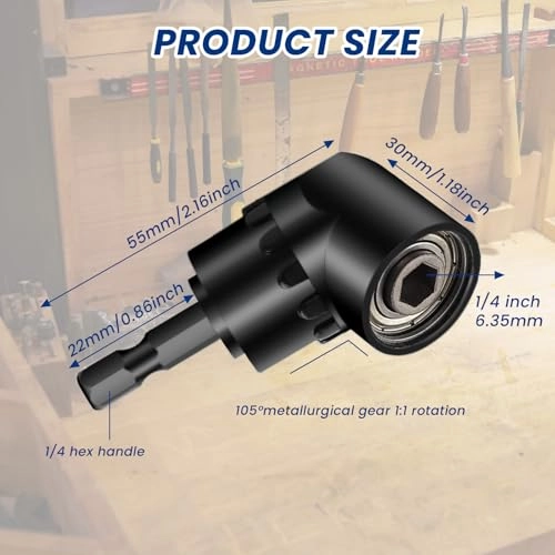 angle drill attachment - 11Pcs 105 Degree Black