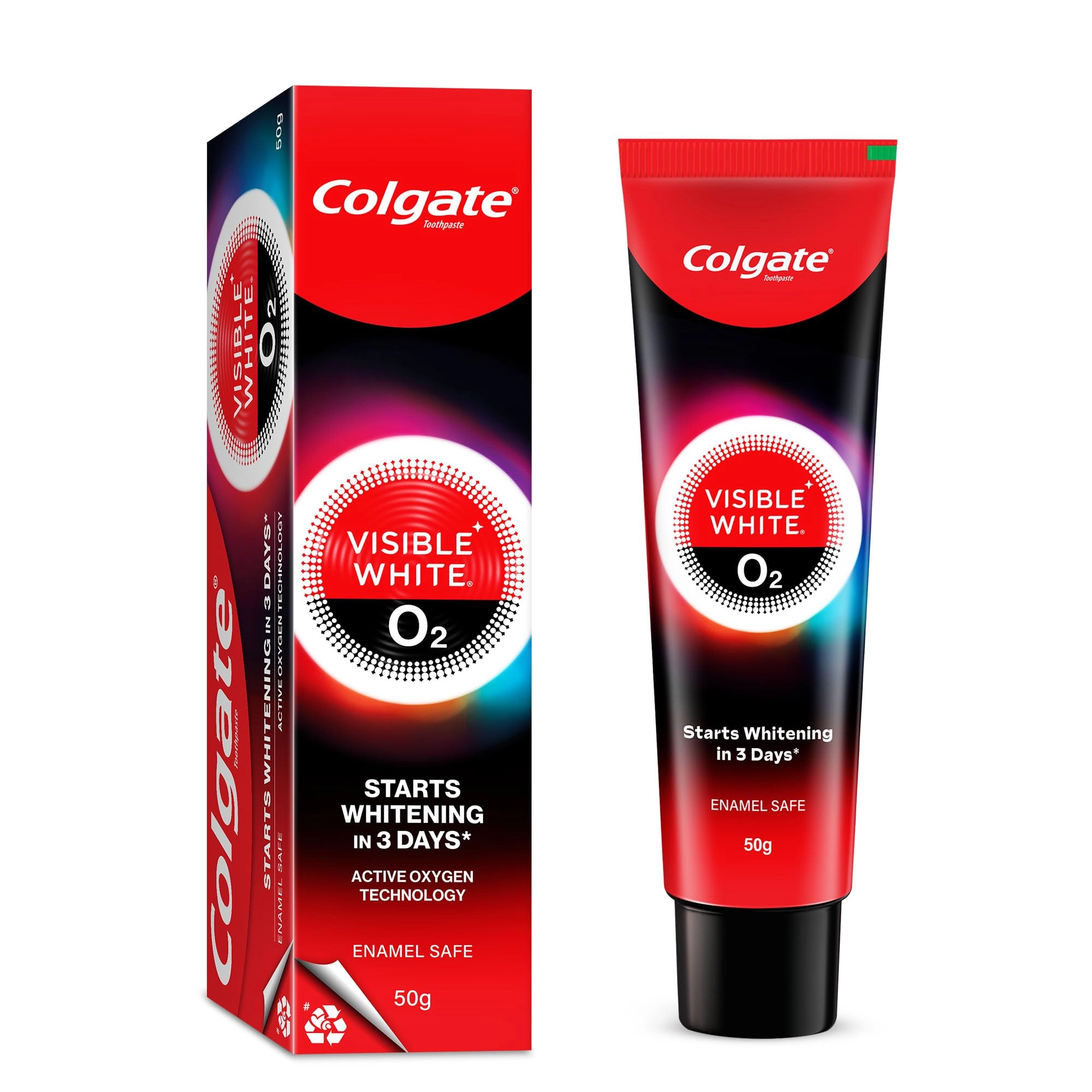 Colgate-Palmolive (India) Ltd Visible White O2 Peppermint Sparkle Toothpaste Adult 50ml