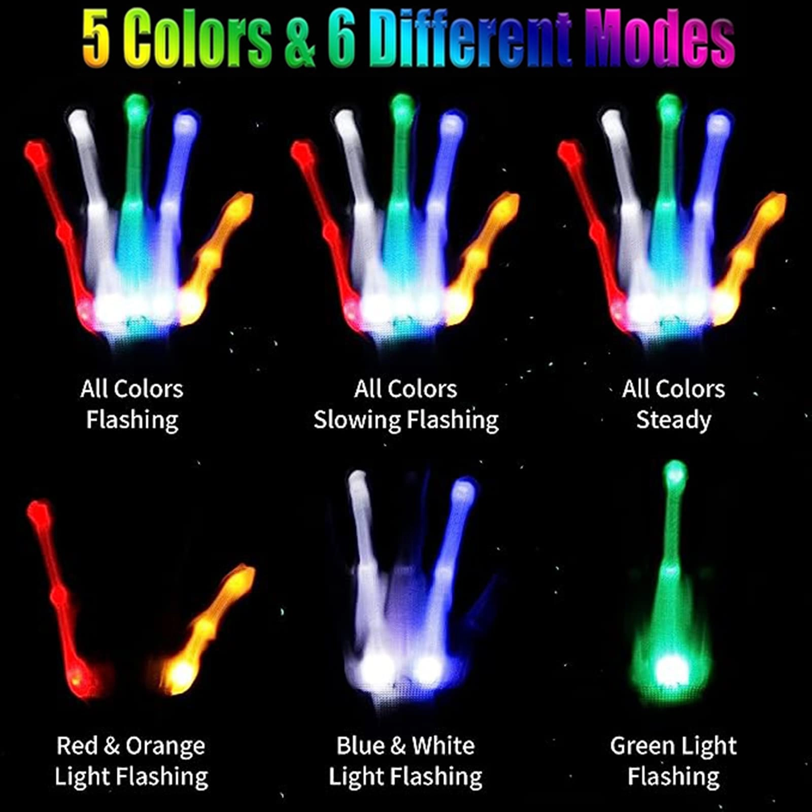LED gloves - 1 Pack kids,teens,adults Small