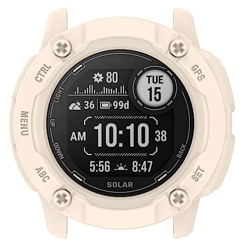 Bumper Case for Instinct 2X Solar 50mm - Shockproof Shatter-resistant Black+Beige TPU 2-Pack