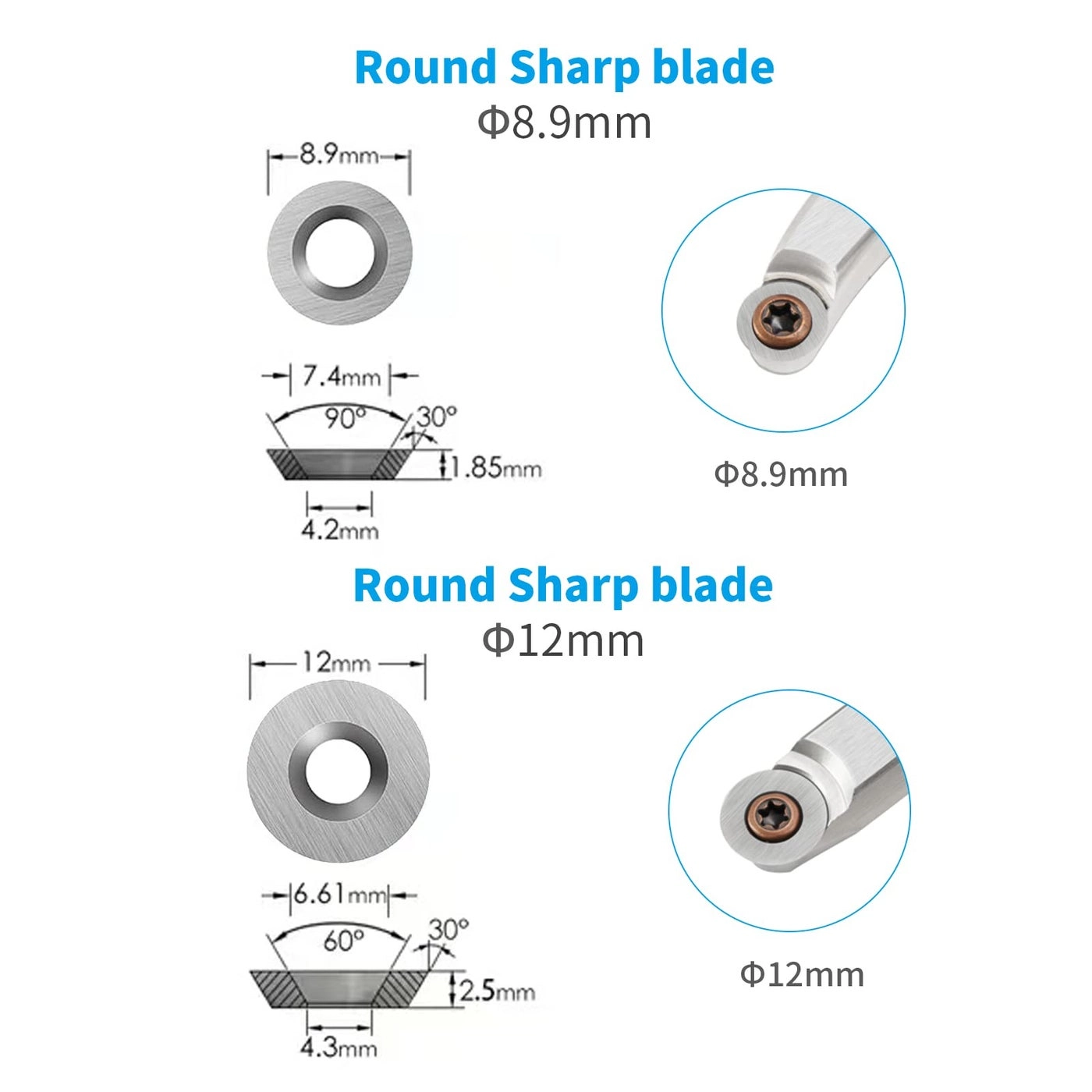 Tungsten Carbide Cutters Inserts Set - 11 mm 12 mm 8.9 mm 30 x 10 mm 18 Pieces