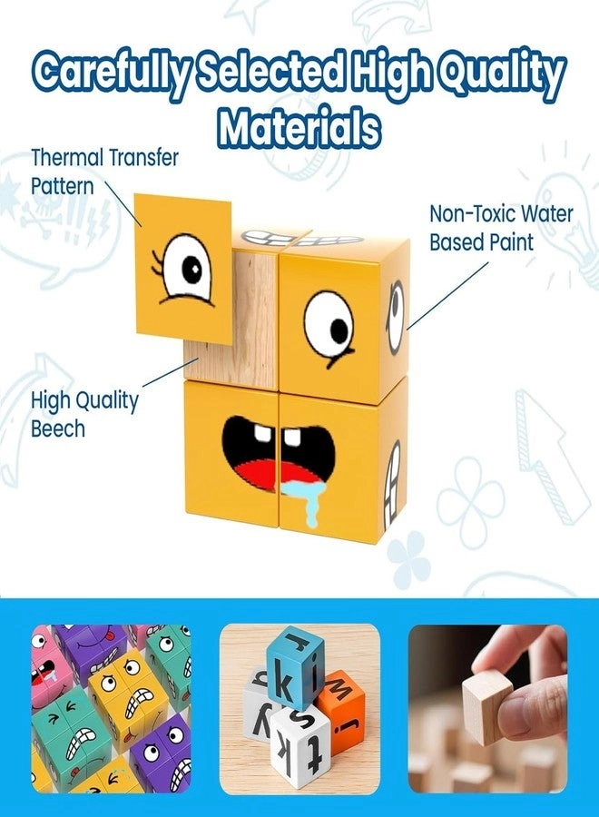 Face Changing Building Block Word Spelling Game - 3+ 2 pieces