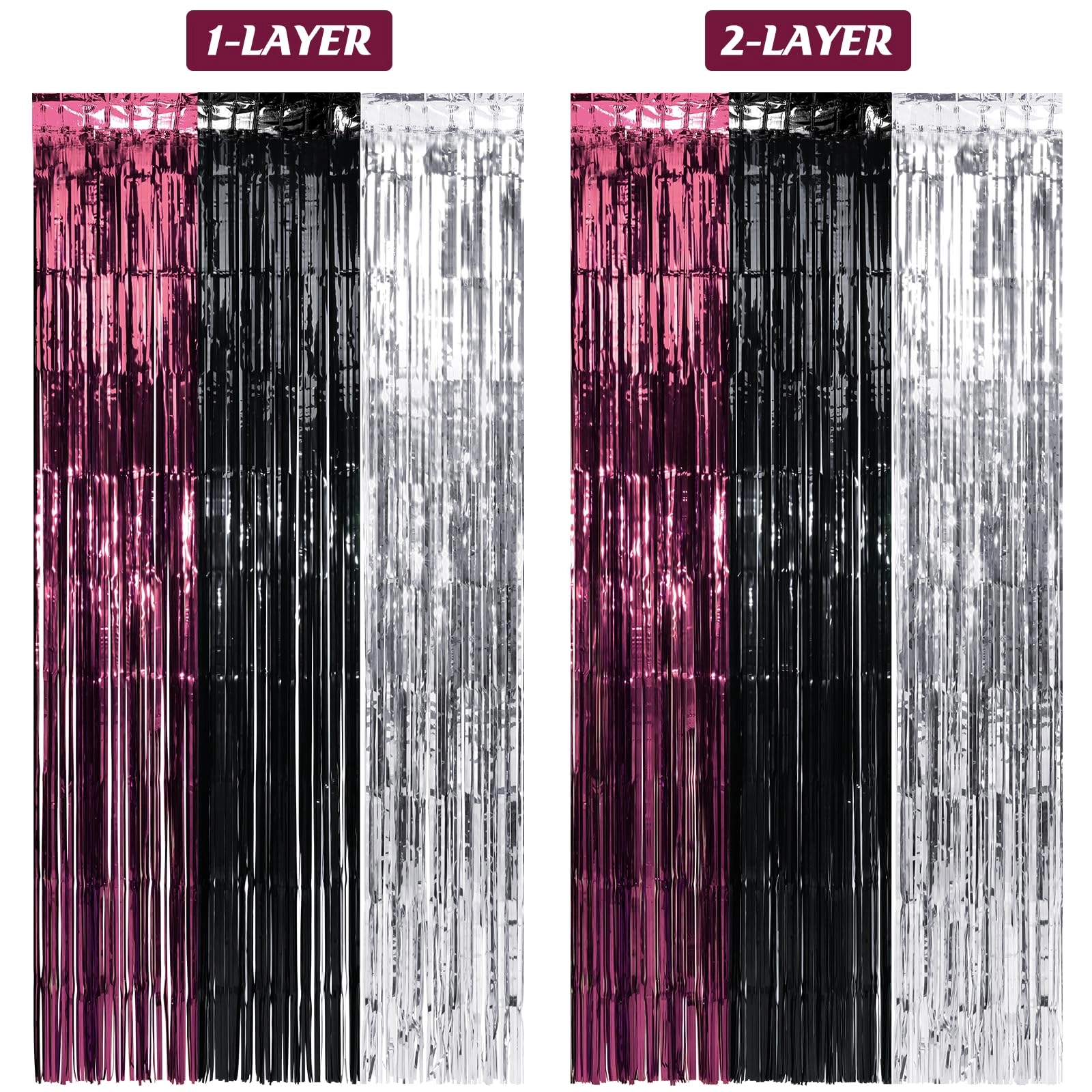 Foil Fringe Curtain - 3 Birthday Graduation Prom Wedding Pack