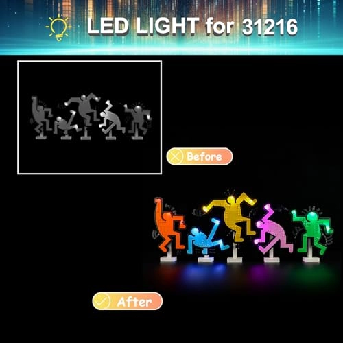 LED Light Kit for LEGO Keith Haring Dancing-Figures Set 31216 - Plastic Keith Haring 5v