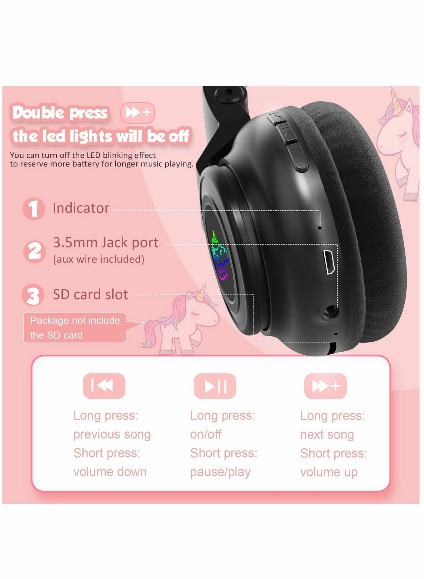 Unicorn Headphones Wireless Headphone