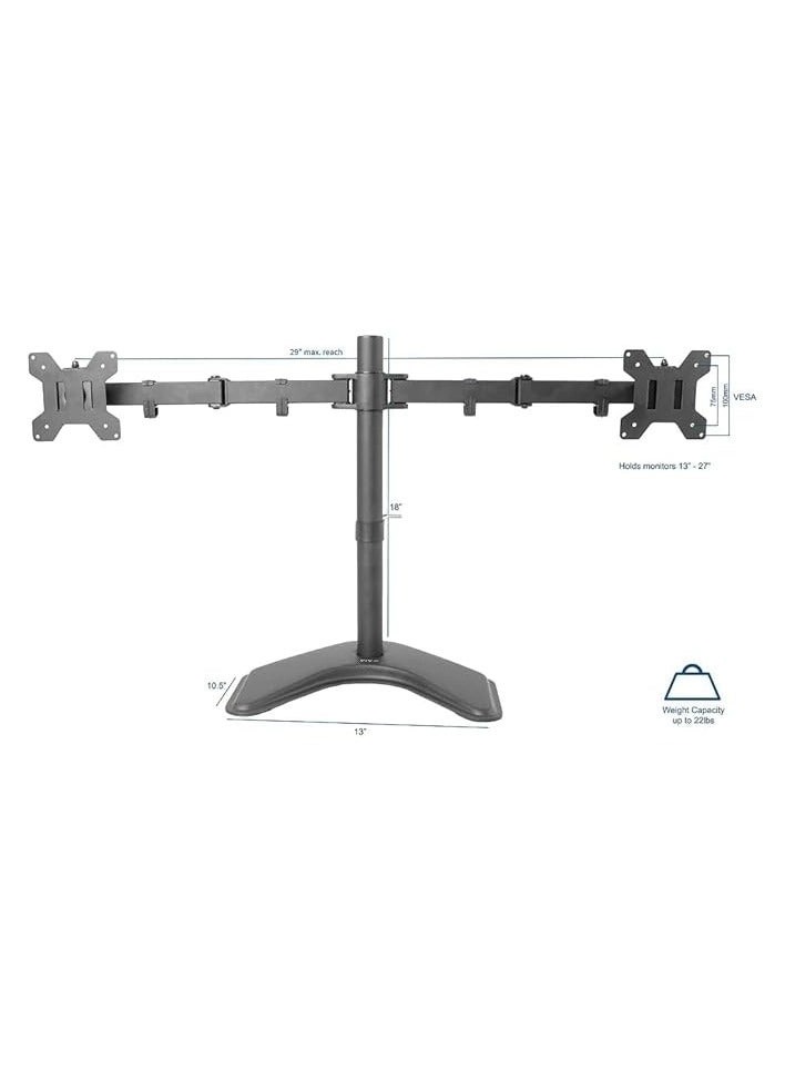 Dual Monitor Stand - 32 Inch 75mm x 75mm or 100mm x 100mm