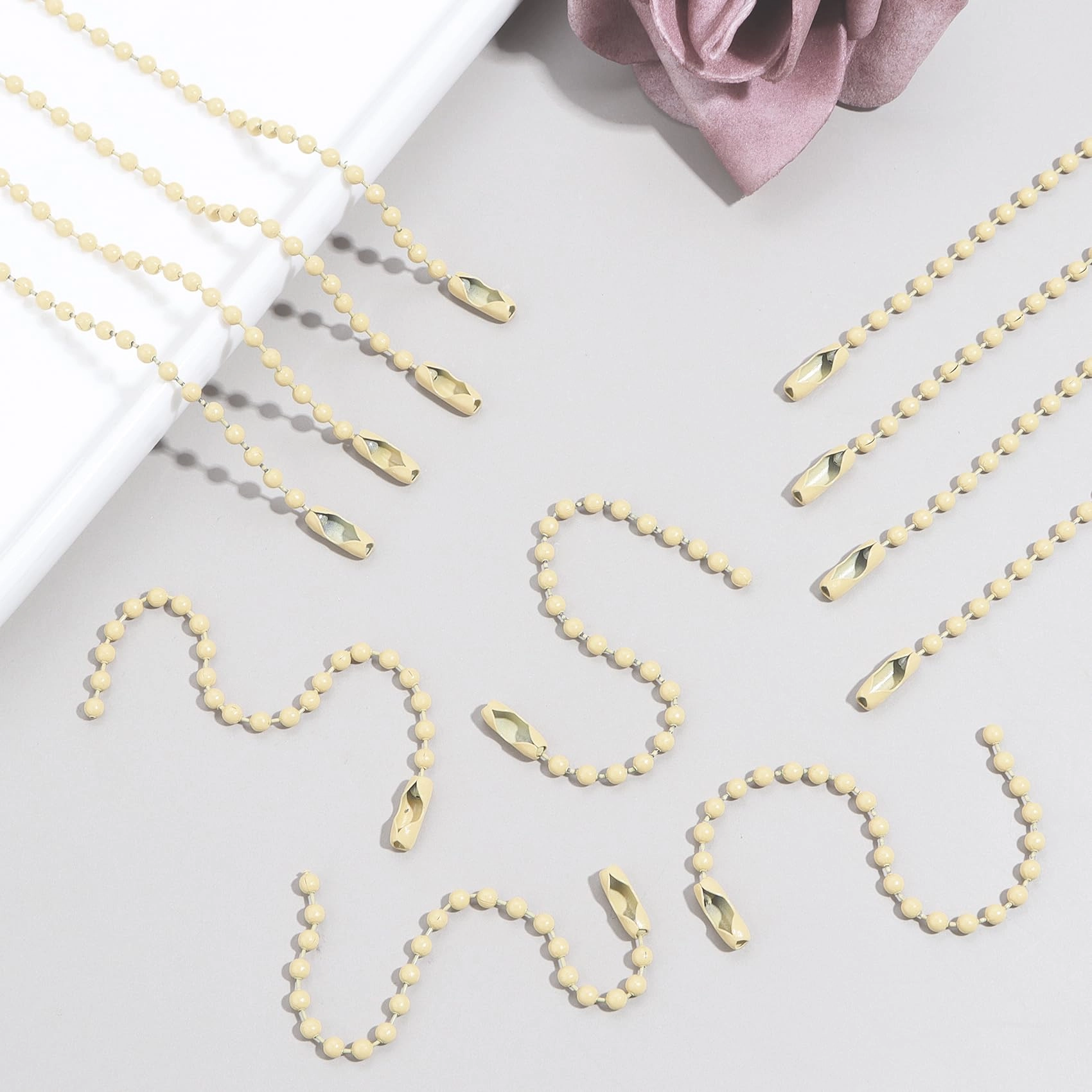 Ball Beads Chains - 100Pcs Cream