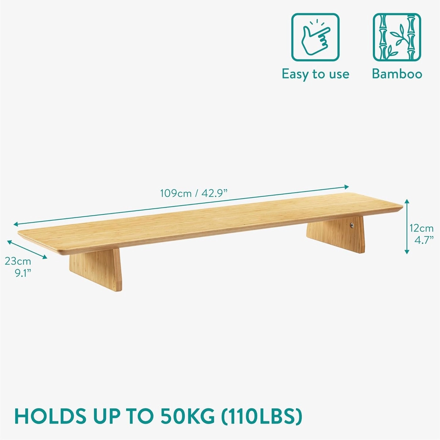 Dual Monitor Stand - Real Wood Double Width