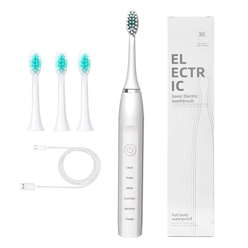 Sonic Electric Toothbrush - 3 Brush Heads 5 Cleaning Modes