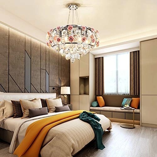 Romantic Rose Crystal Chandelier - Silver 62*38cm