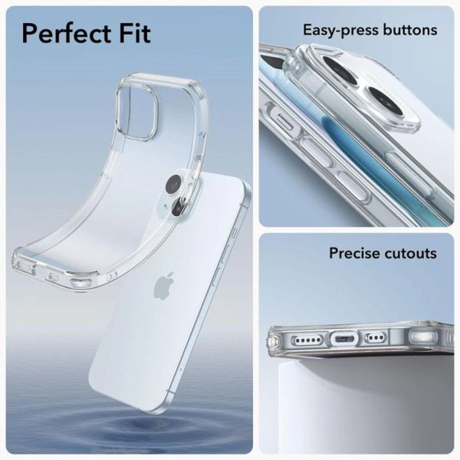 Clear Case with Screen Protector - Soft TPU Material for iPhone 15 Plus