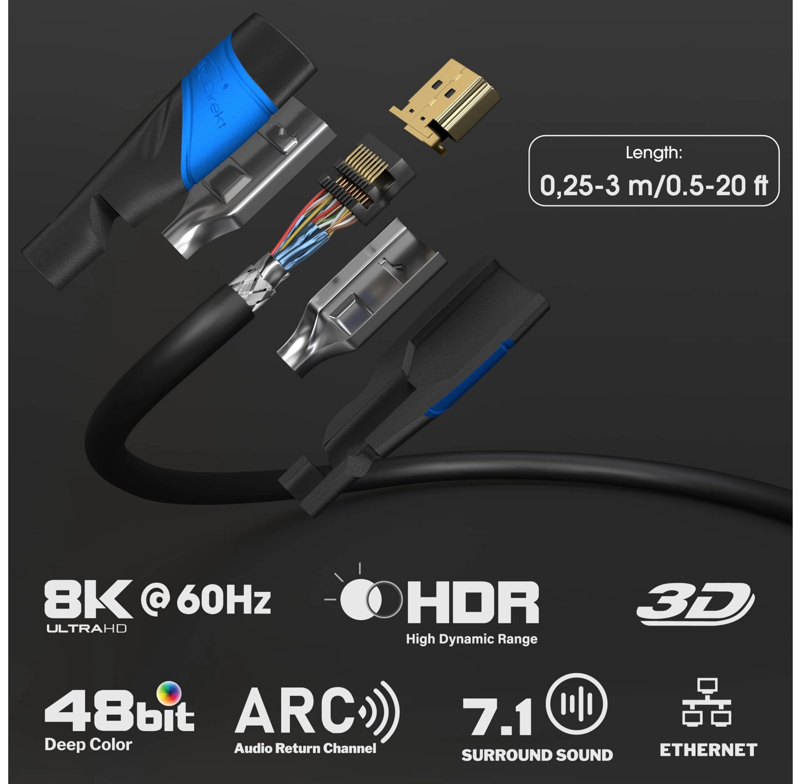 8K HDMI Cable 2m with Ethernet Bundle
