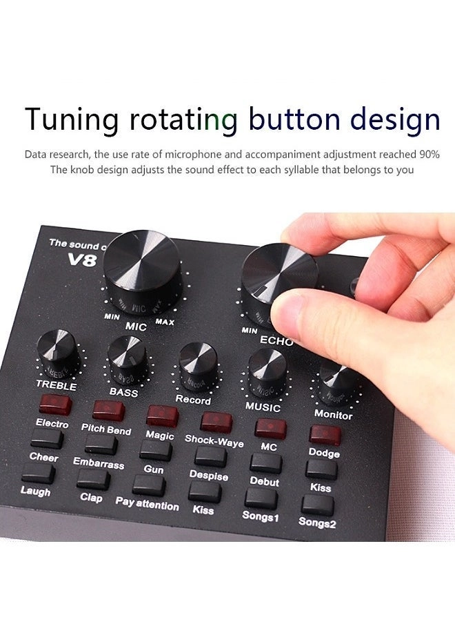 V8S - Mini Sound Mixer 16 Sound Effects Dual DSP