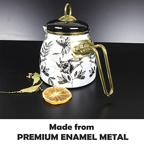 Vintage Turkish Teapot - Enamel 33.8 Fluid Ounces Set