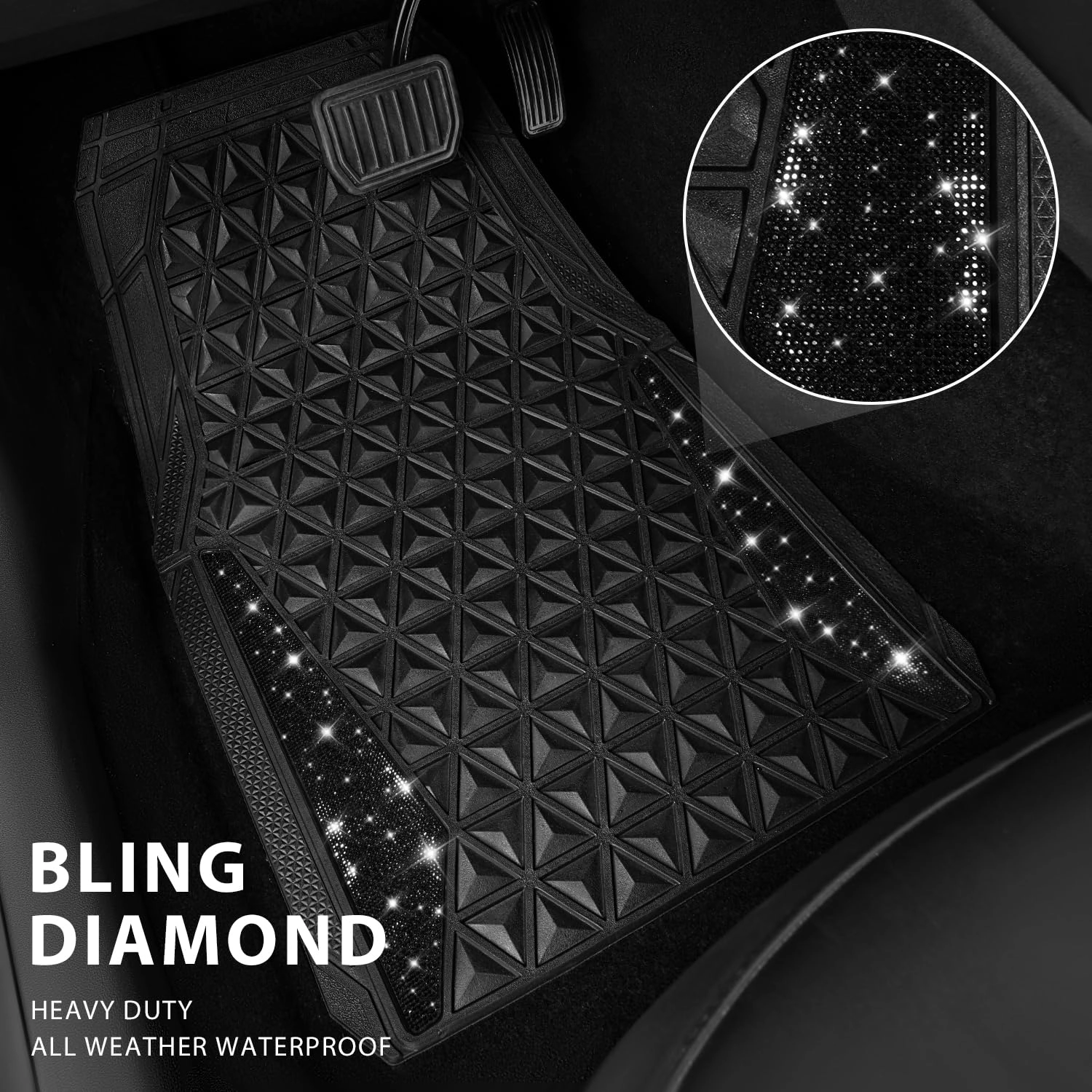 Bling Diamond Car Mats - 4.0 Count Universal Fit