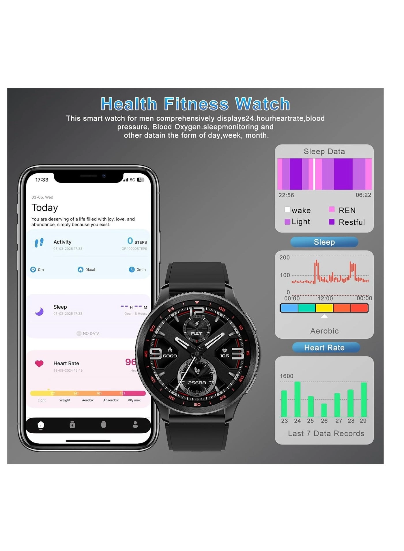 Rotatable Dial Smart Watch - 1.43 inch