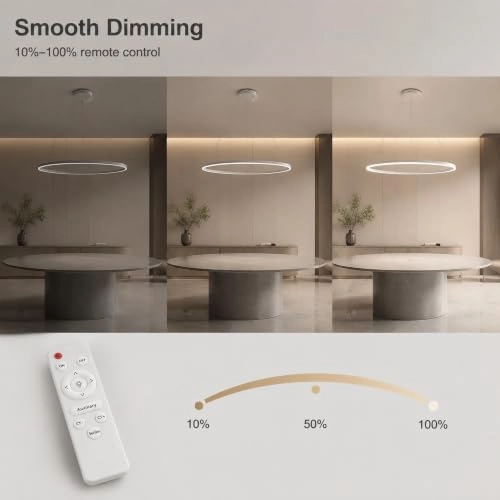 Modern LED Round Chandelier - 3000K–6000K Dimmable