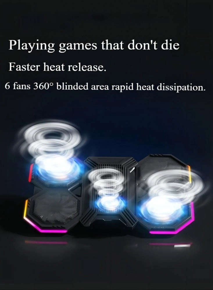 Gaming laptop cooling pad - 6 fans 12-21-inch