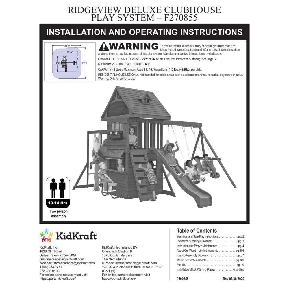 Ridgeview Deluxe Clubhouse - Holds up to nine children 990 lb capacity