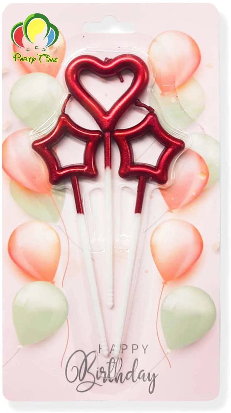Party Time Trading LLC Heart and Star Shape Candles - 3pcs All