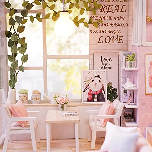 Pinellia Time DIY dollhouse kit - Pink with LED light