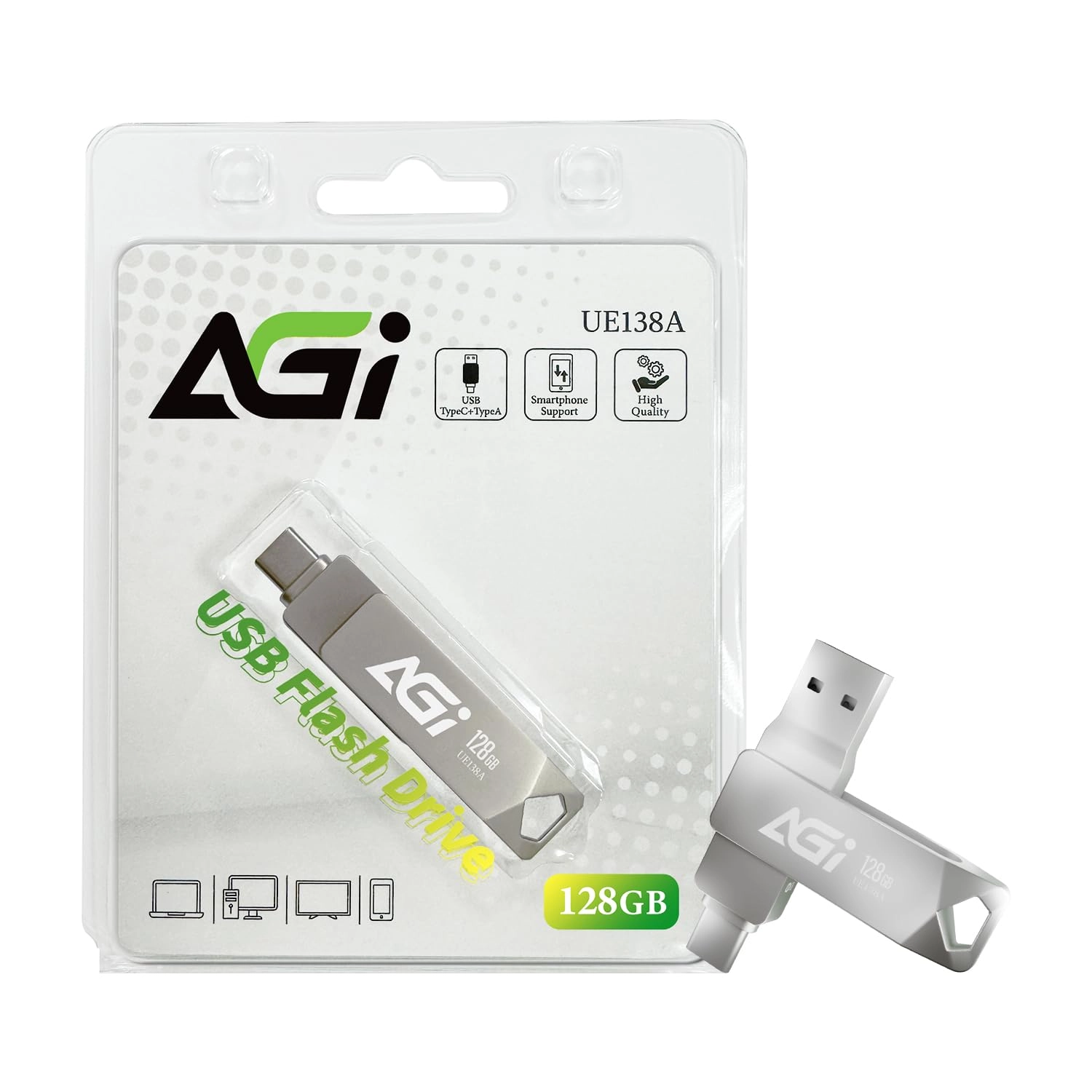 AGI UE138A - USB 3.2 Gen 1 USB-C USB-A 128GB