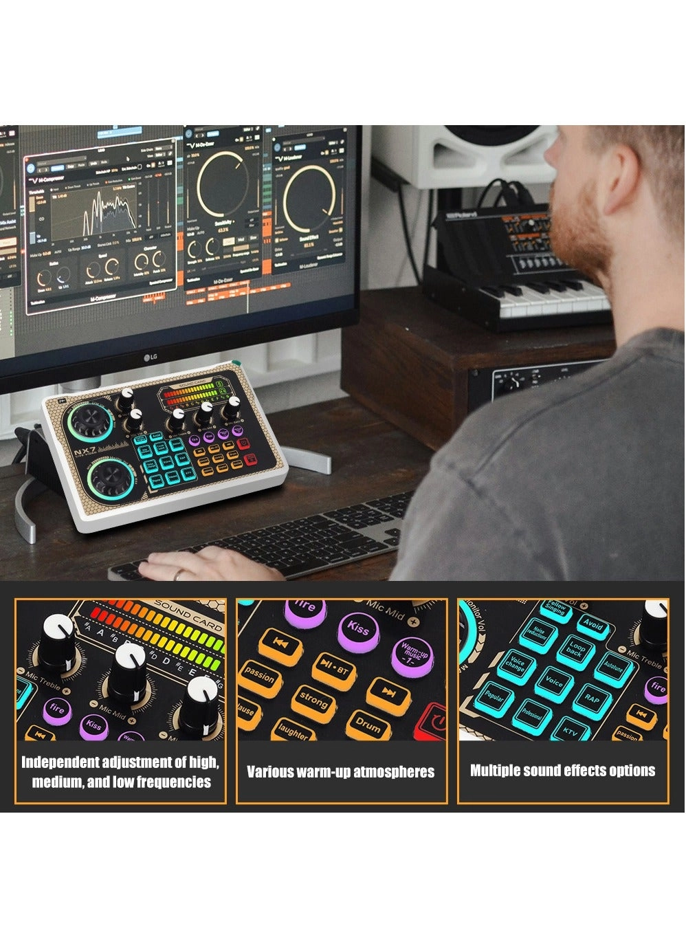 Live Sound Cards Condenser Microphone Set - Streaming Audio Mixer U87+V8S