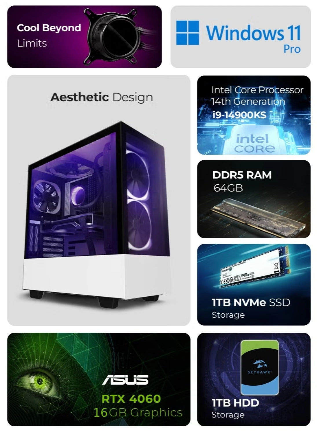 Xtreme Workstation - NVMe SSD SDD 1TB 1TB 64 GB i9-14900KS