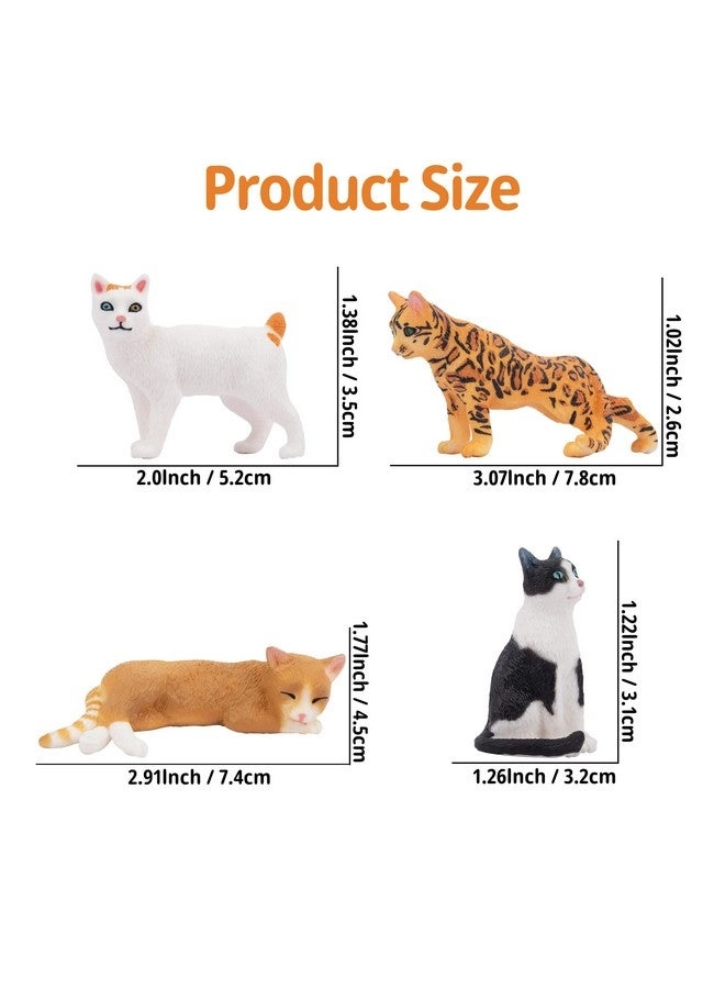 Realistic Cat Figurines 8 pcs