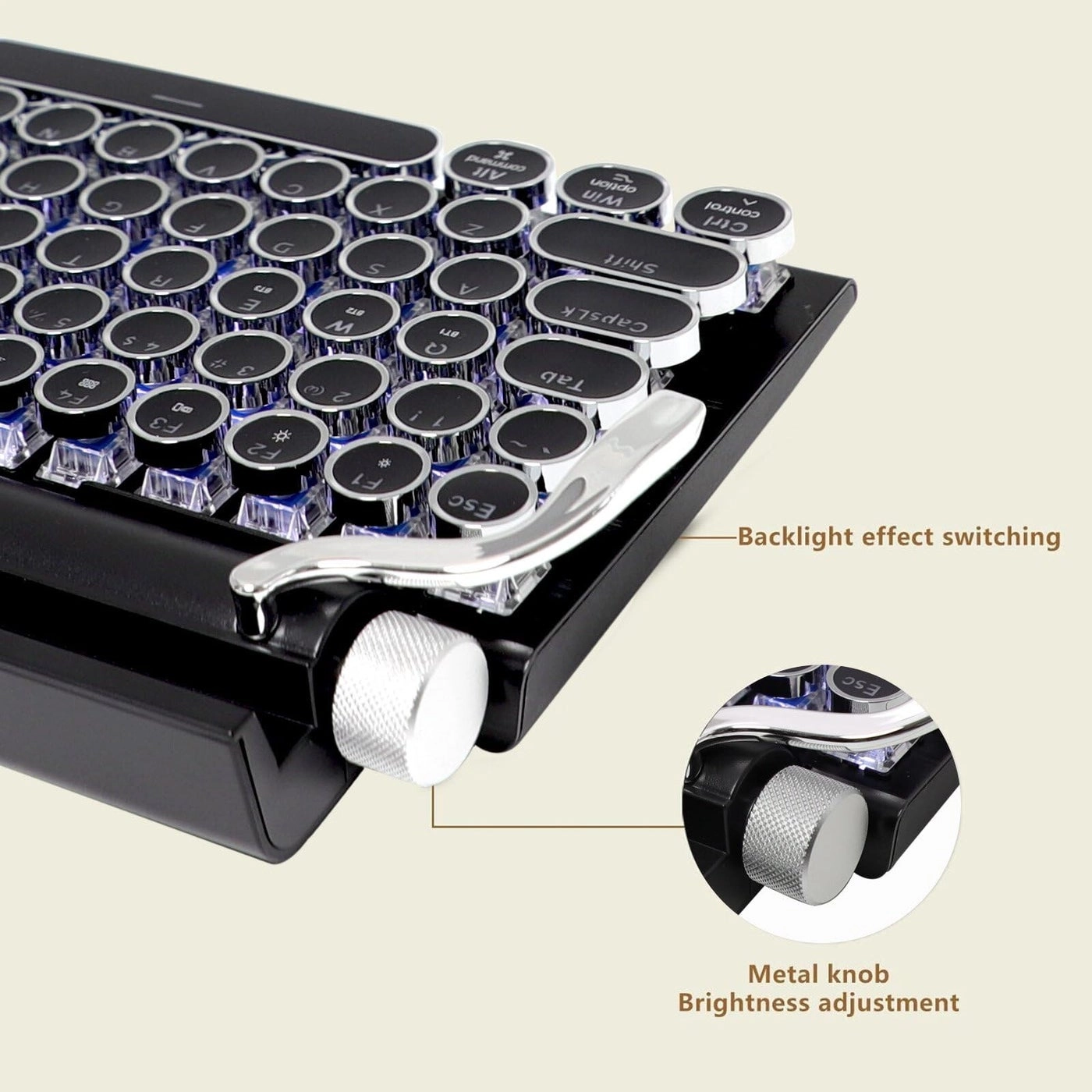 LED Backlit Retro Mechanical Keyboard - Bluetooth