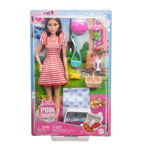 Barbie Pink Passport - Brunette Paris Doll Set Ages 3+