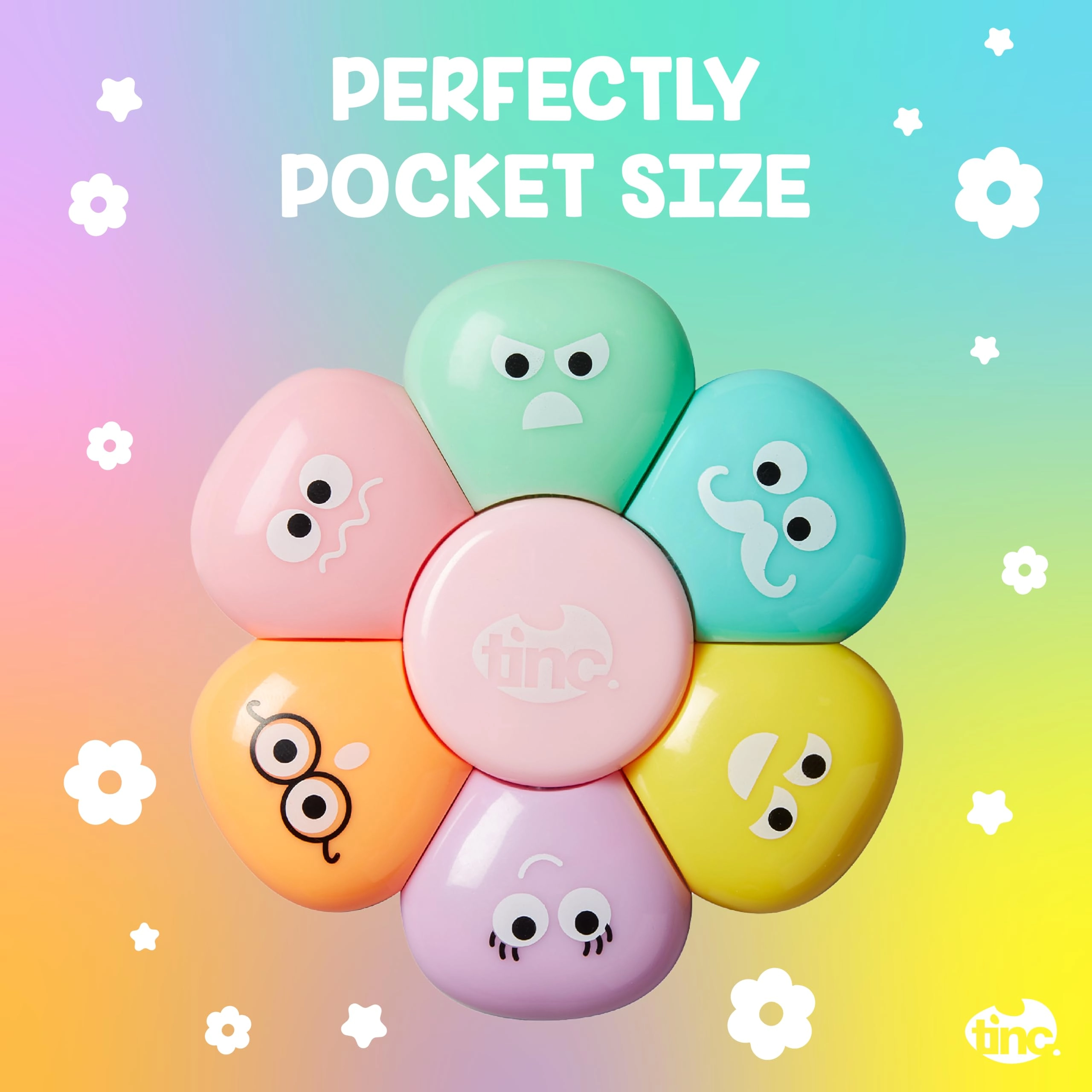 Flower Shaped Stacking Highlighters - Purple Yellow Blue Orange Turquoise Pink Chisel