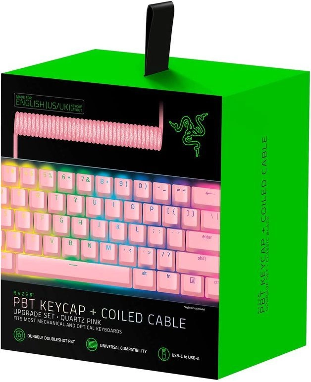 Razer PBT Keycap + Coiled Cable - US/UK Wired