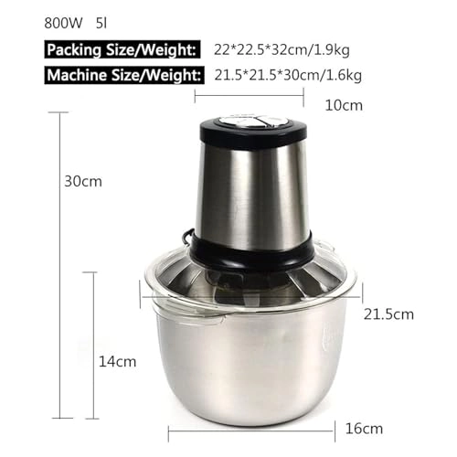 Grinder Chopper Mincer - 5L 800W Stainless Steel