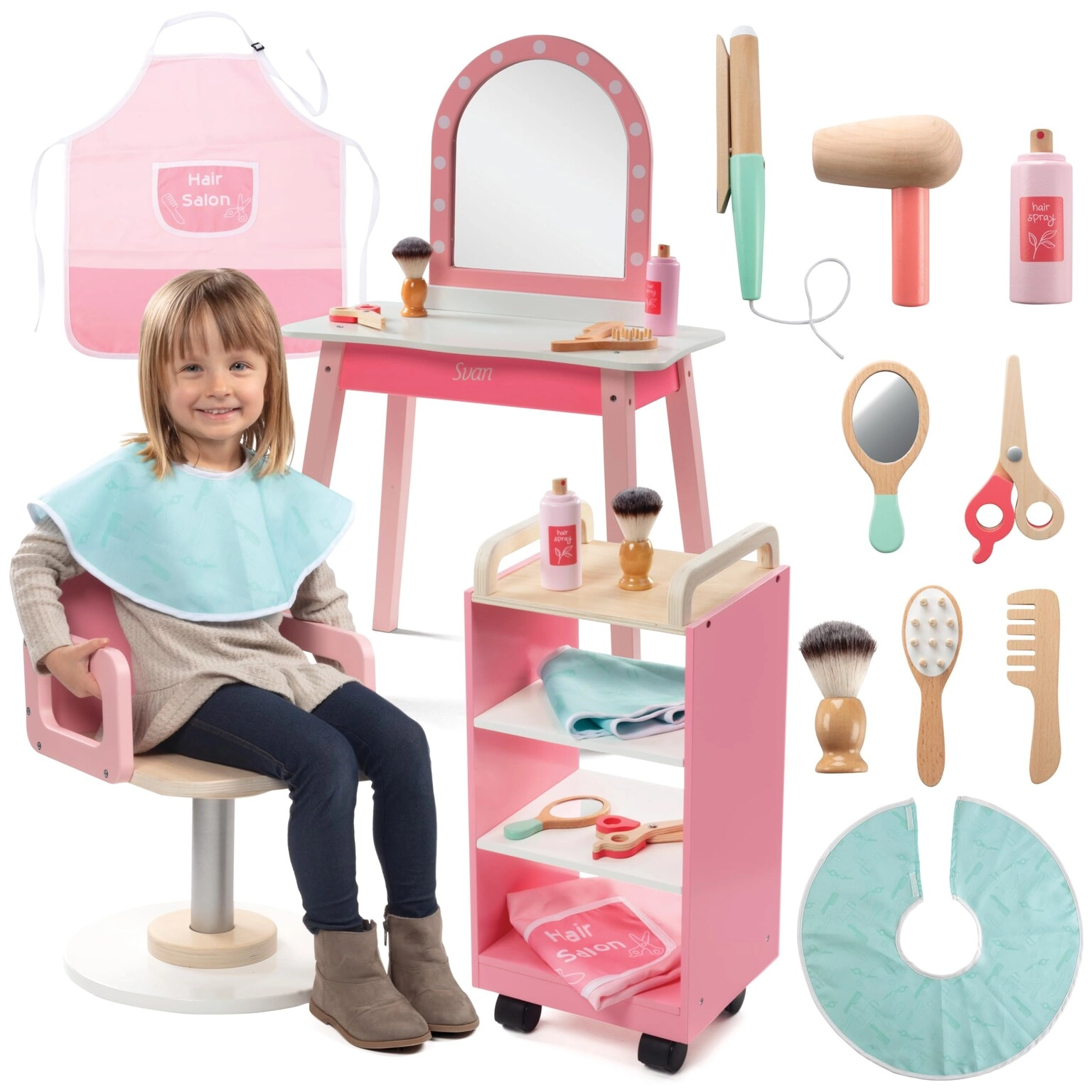 SVAN Pretend Hair Salon Wooden Play Set