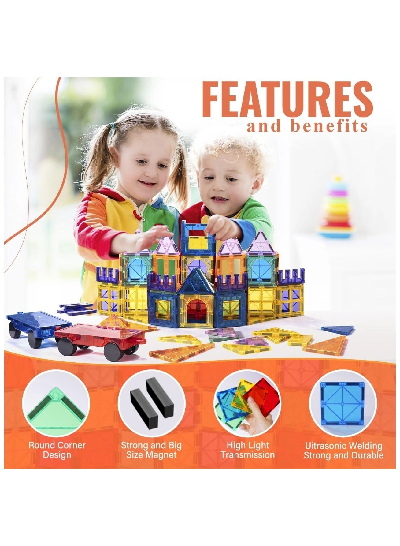 Magnetic tiles - 100 pcs