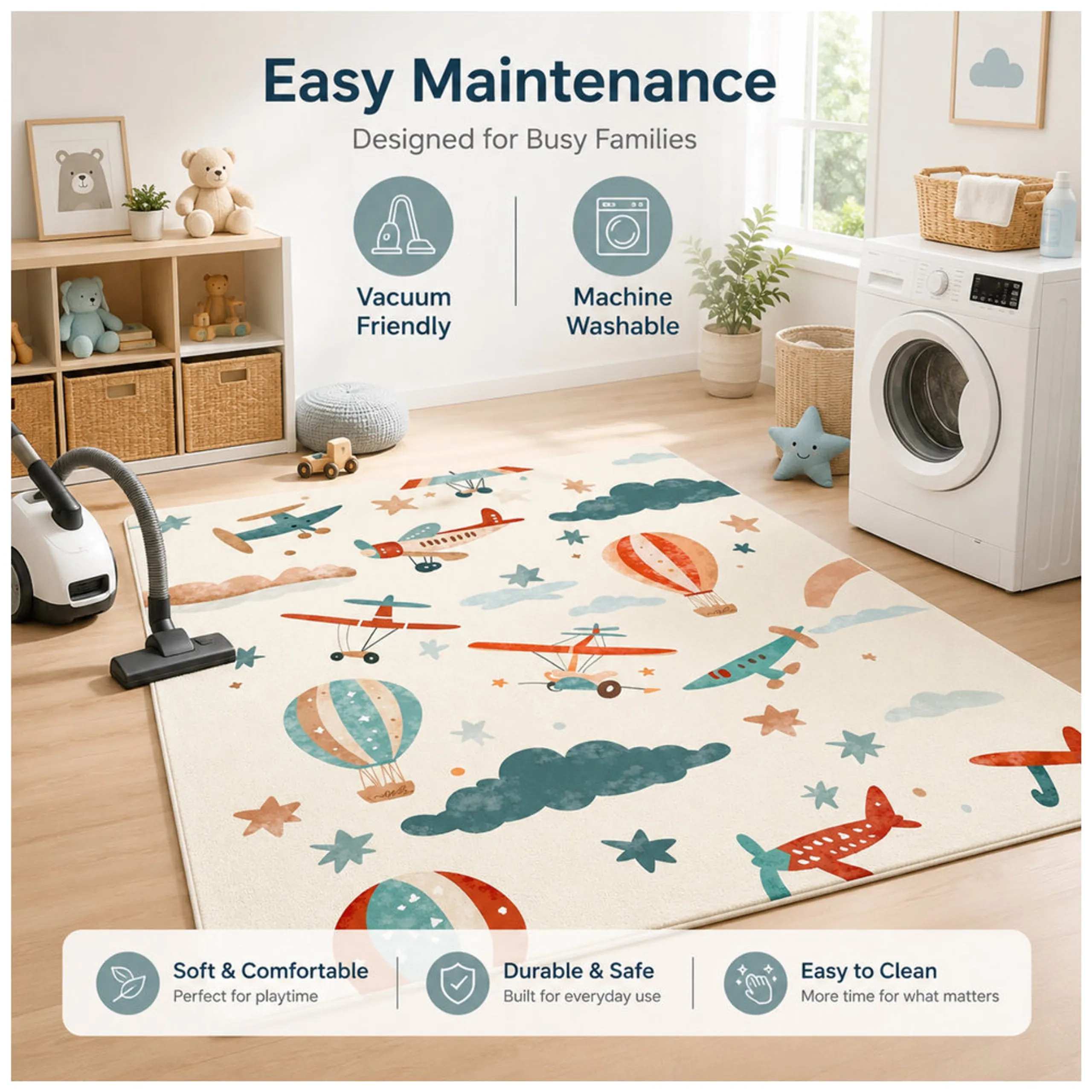 Plane and Hot Balloon Cushion Play Mat - 0 month