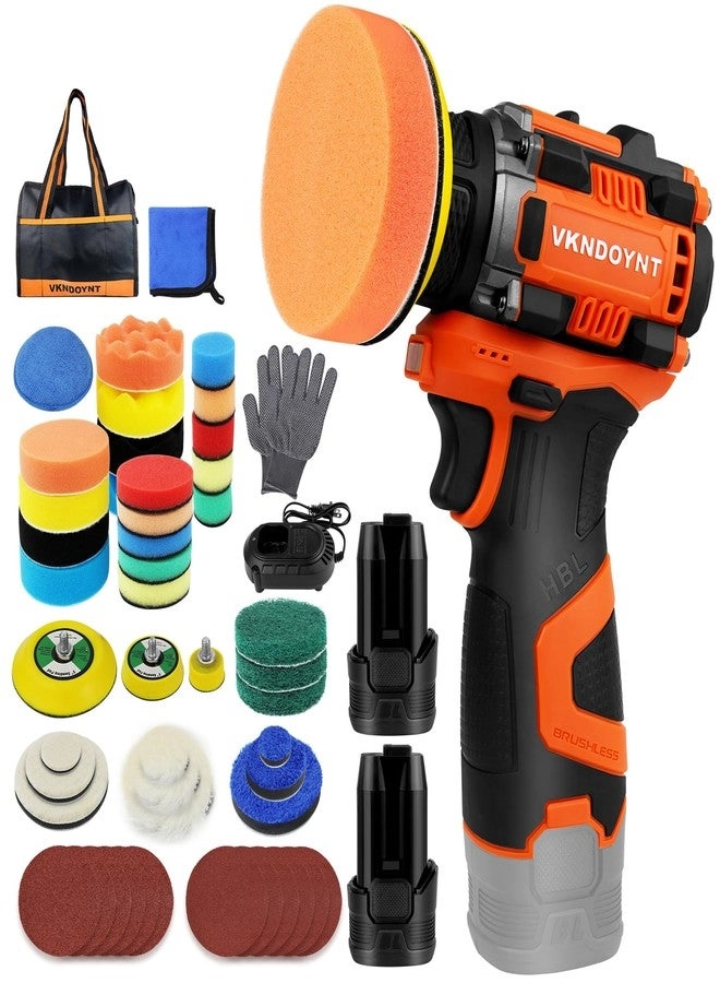 Vkndoynt Brushless Cordless Polisher - Variable Speed 0-500/0-3000 RPM 2Pcs 3.0Ah Batteries