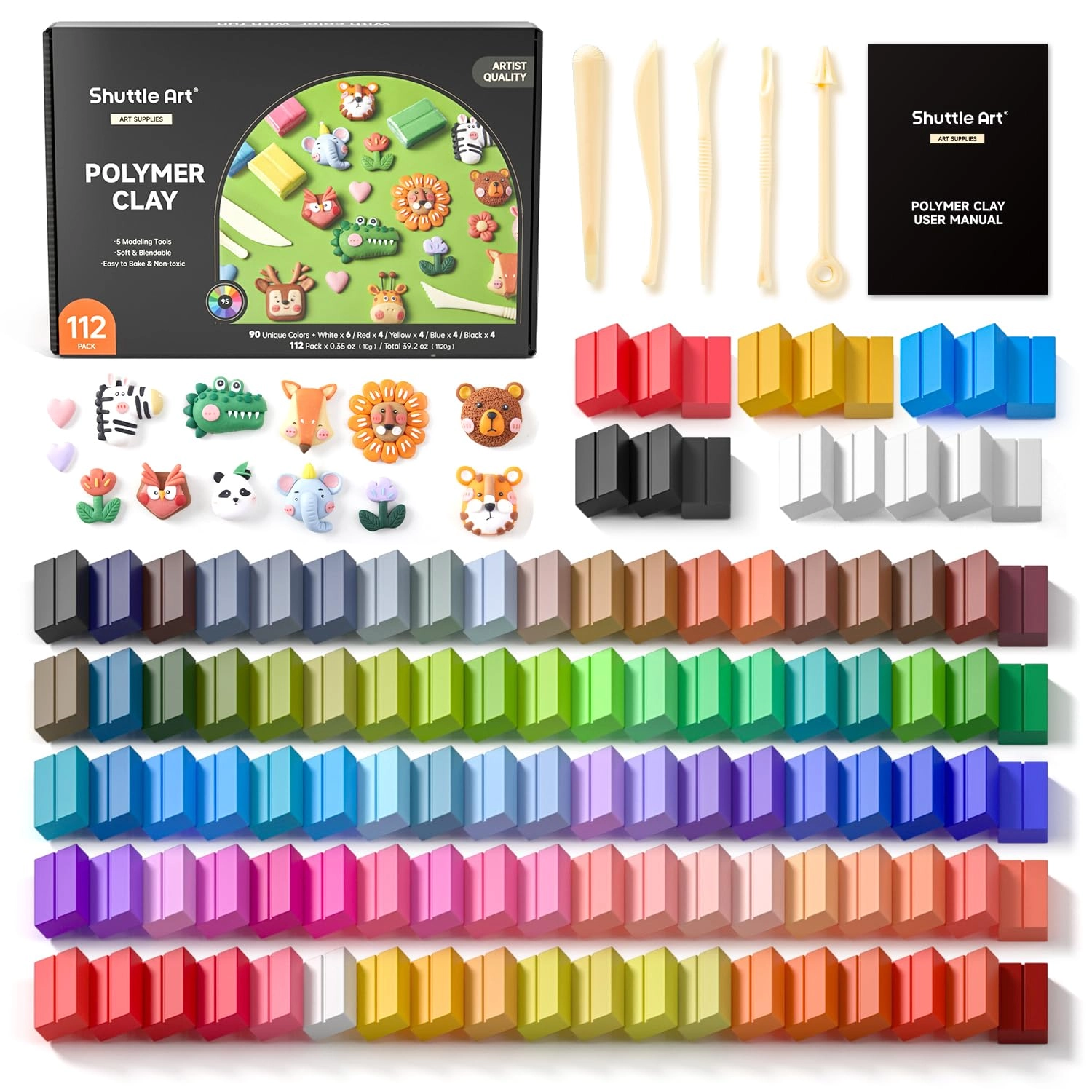 Shuttle Art Polymer Clay Kit - Polymer Clay 1120 g 117 pcs.