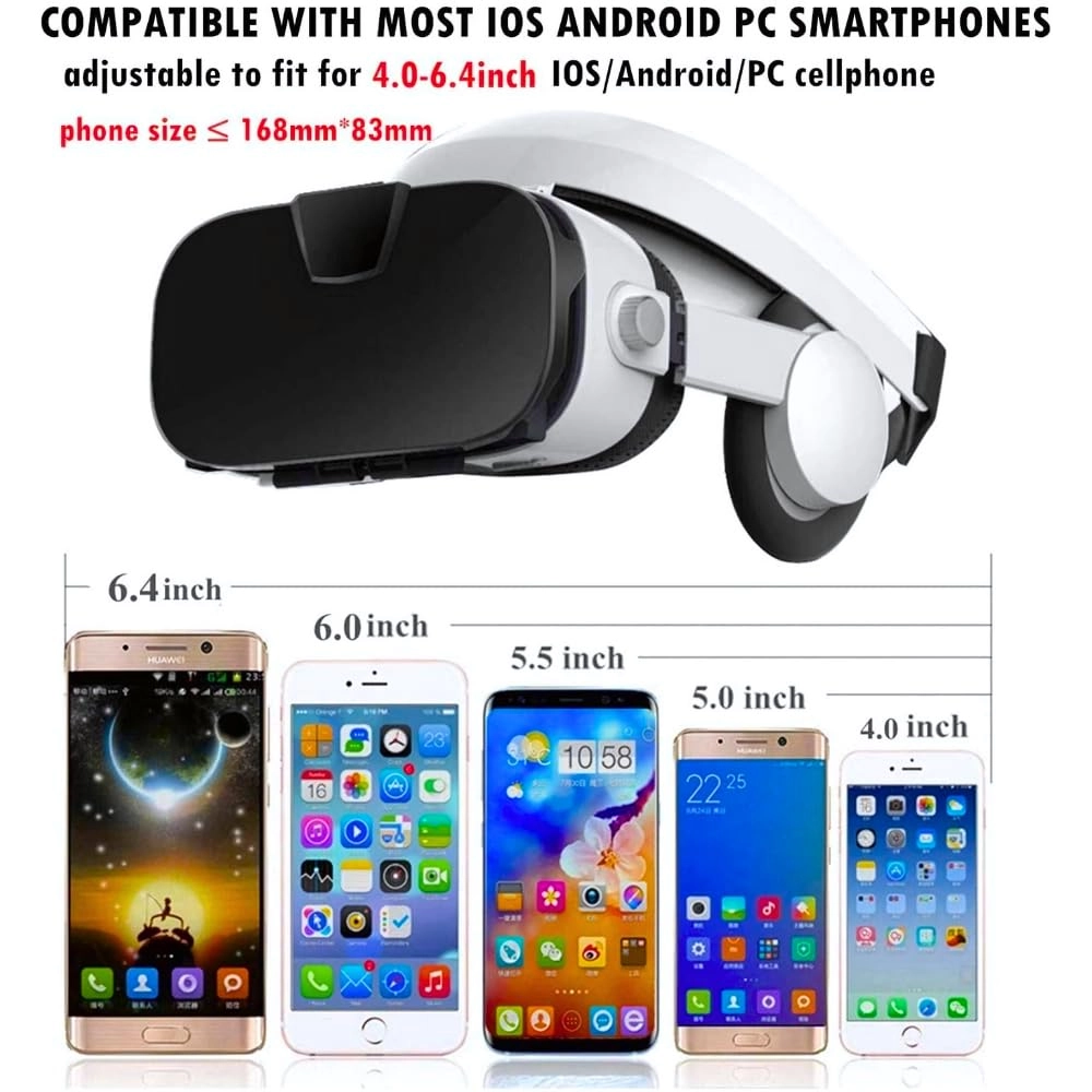 3D VR Headset - 3.5mm Jack White