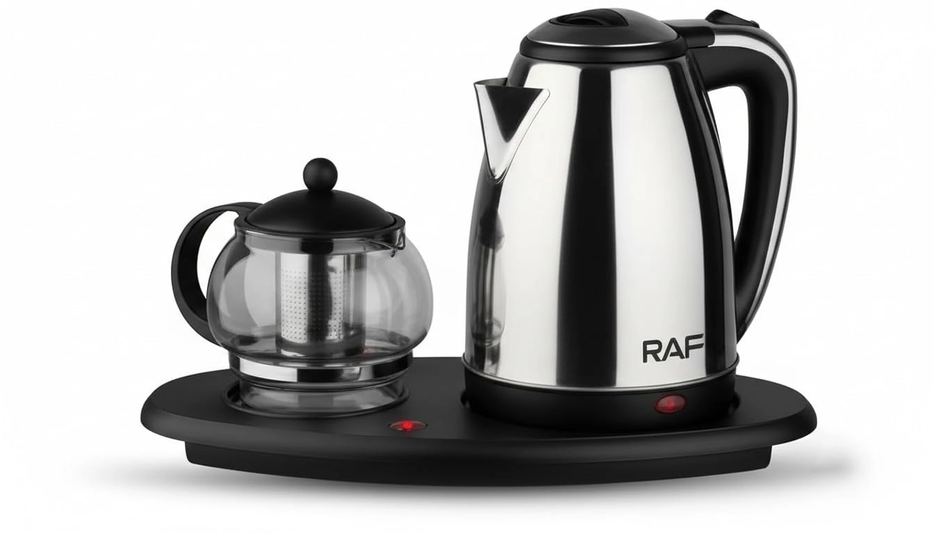 RAF Kettle with Glass Teapot Set