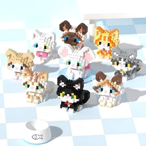 Mini Cat Building Blocks (S16) - Small Cute Cat Figures Pack