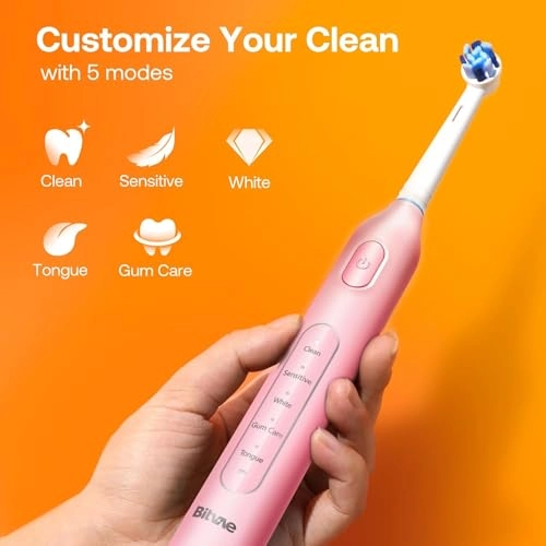 R1 - Rotating Electric Toothbrush 8 Brush Heads Pink