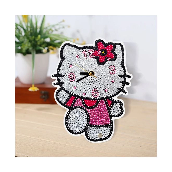 DIY Diamond Painting Clock Kit - Kitty