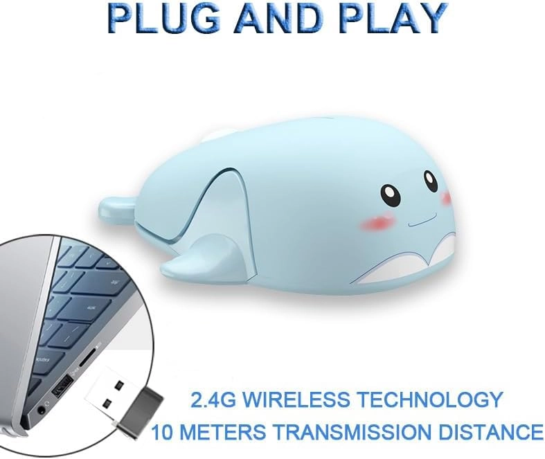 Cute Dolphin Shape Mouse - Wireless
