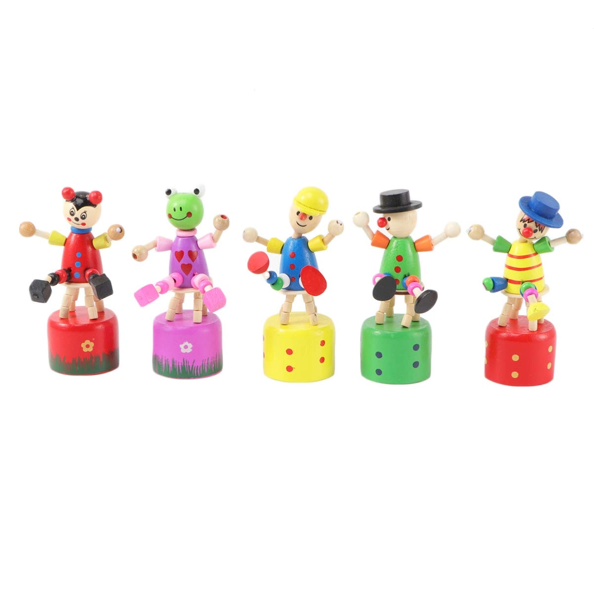 MALINK Wooden Push up Toy - 5pcs Clown
