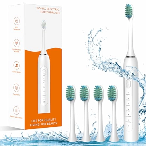 Electric Toothbrush - 6 Modes 4 Replaceable Brush Heads IPX7