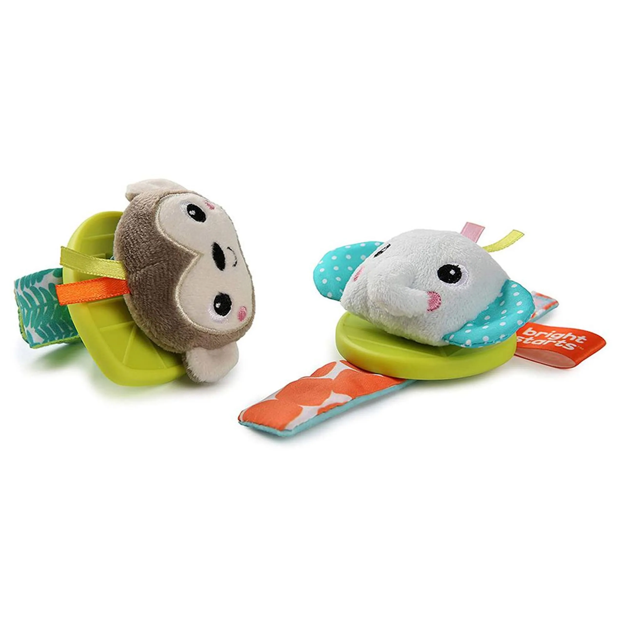 Rattle & Teethe Wrist Toy - Monkey & Elephant - BPA-free silicone