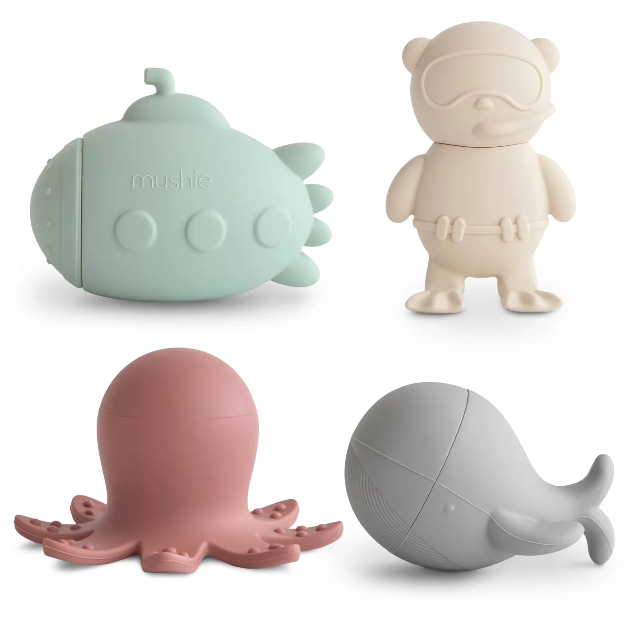 mushie Sealife Bath Toys Play Set - 100% Food Grade Silicone Pack of 4