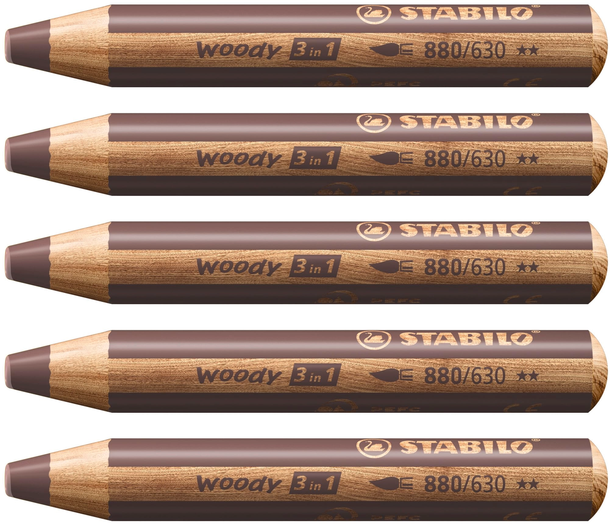 Woody 3-in-1 Crayons - 5 Pcs